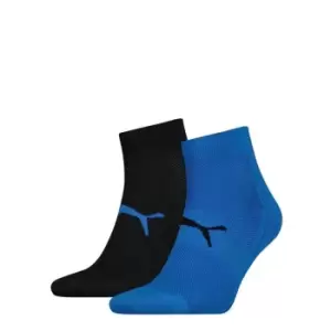 image of Puma 2 Pack of Performance quarter Socks - Blue