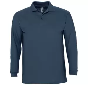 Image of SOLS Mens Winter II Long Sleeve Pique Cotton Polo Shirt (XXL) (Denim)
