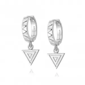 Image of Artisan Stamped Drop Huggie Sterling Silver Earrings NE03_SLV