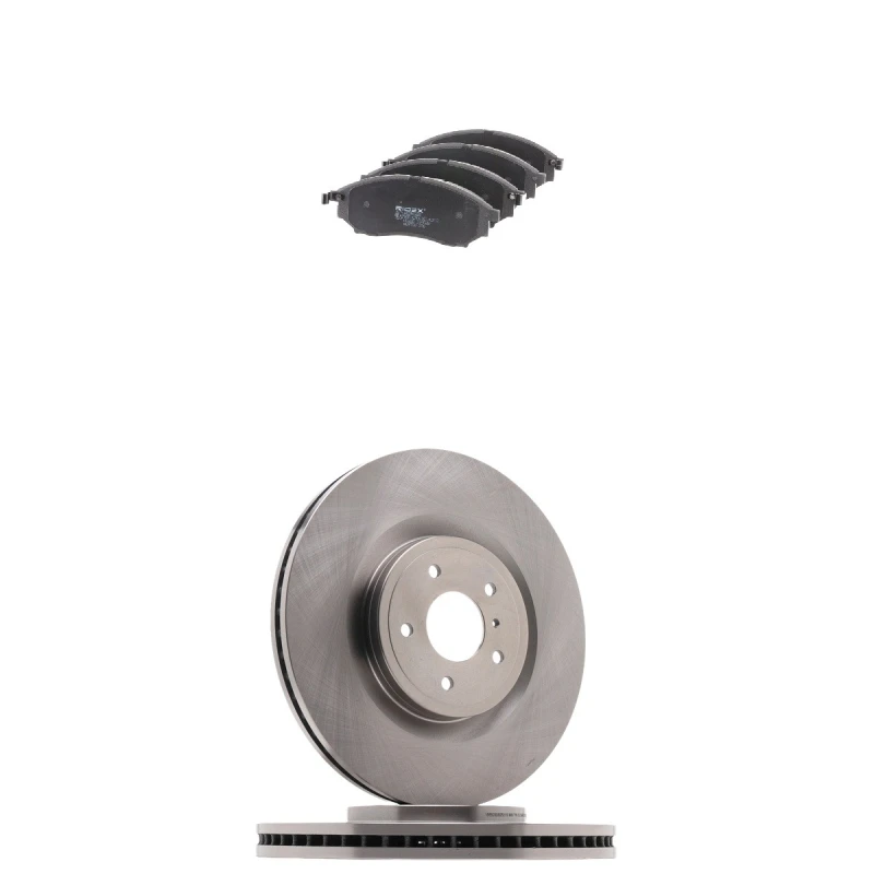 Image of RIDEX 3405B2555 Brake disc and pads set Front Axle, Brake Disc Type: internally vented, with acoustic wear warning Brake Set,disc brakes (3405)