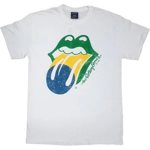 image of The Rolling Stones - Brazil Tongue Unisex Large T-Shirt - White