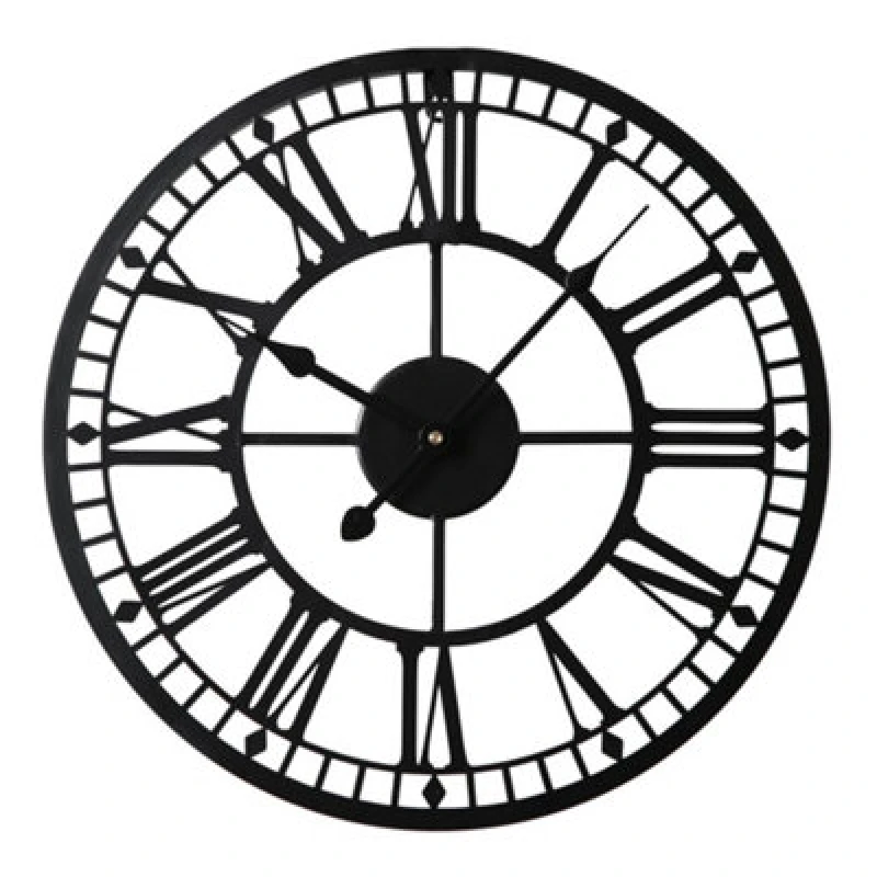 Image of Eos - Skeleton Wall Clock With Roman Numerals - 40X40 - Black