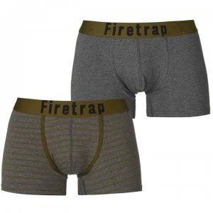 image of Firetrap 2 Pack Trunks Mens - Charc/OliveStrp