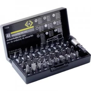 image of C.K. T4508 Bit set 41 Piece Slot, Phillips, Pozidriv, TORX BO, XZN socket, Spanner, TORQ, Tri-Wing