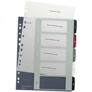 Image of Leitz 1235 Style Index A4 1-5 Polypropylene Multicolour 5 dividers Extra wide, Printable 1235-00-00