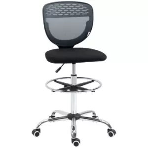 image of Vinsetto Drafting Chair, Swivel Office Draughtsman Chair, Mesh Standing Desk Chair with Lumbar Support, Adjustable Foot Ring, Armless, Grey