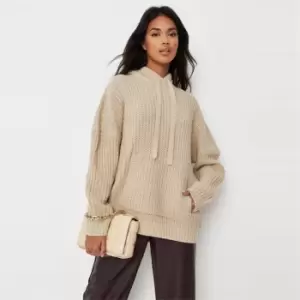 image of Missguided KNIT HOODIE - Beige