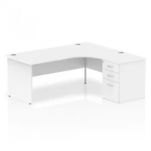 Image of Impulse 1800 Right Hand Panel End Workstation 600 Pedestal Bundle White