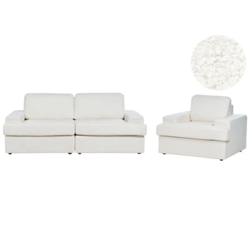 Image of Beliani Living Room Set 4 Seater Alla Boucle Off-White