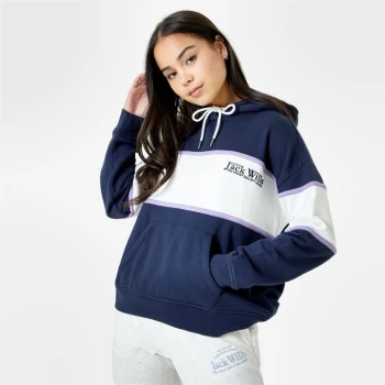 image of Jack Wills Pitfield Colour Block Hoodie - Blue