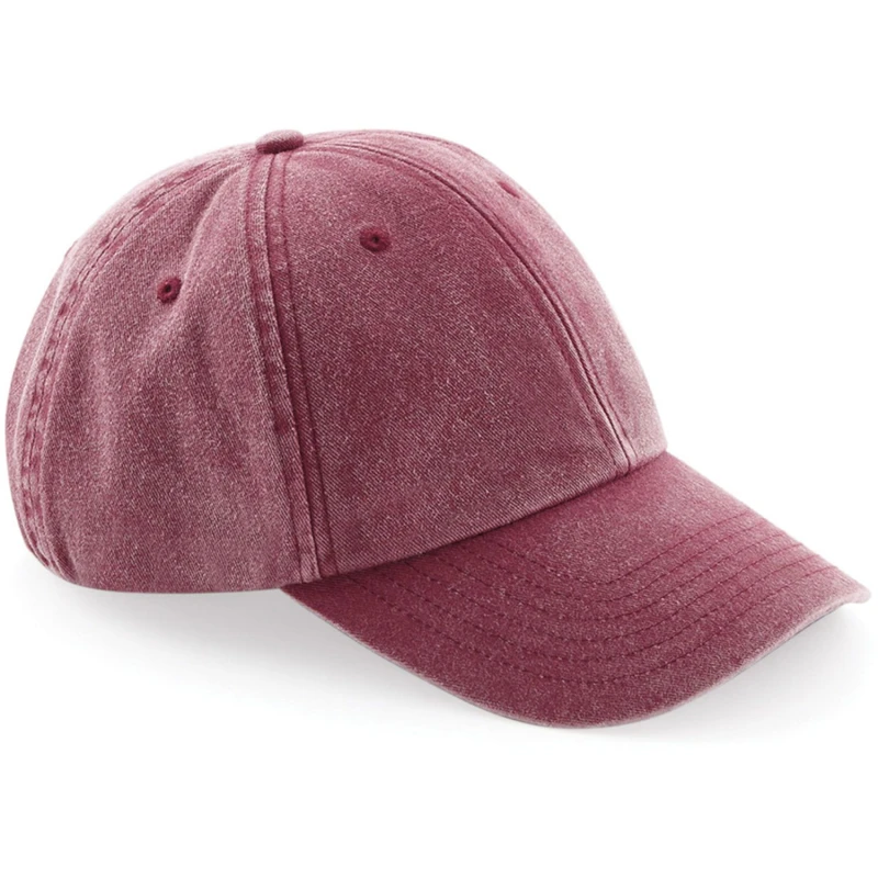 Image of Beechfield Beechfield Low Profile Vintage Denim-Look Cap in Red Red One Size Unisex 5057520206493