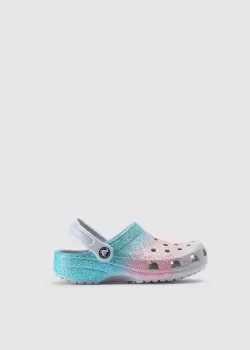 Crocs Kids Shimmer Glitter Classic Clog In Shimmer Multi