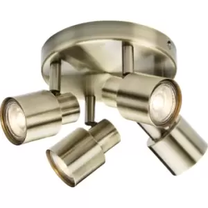Image of Knightsbridge - GU10 Quad Spotlight - Antique Brass 230V IP20 50W