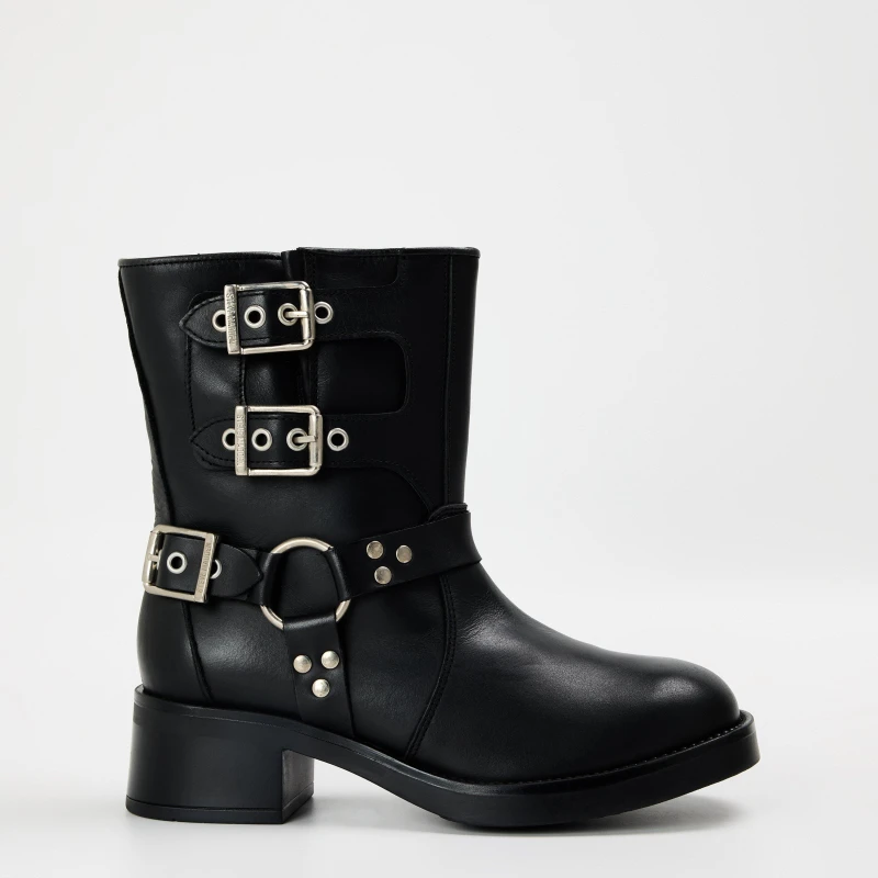 Image of Steve Madden Womens Becase Ankle Heeled Boots Black Lthr female 3 (36)