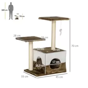 Image of Pawhut Cat Tree With Sisal Scratching Posts - Brown