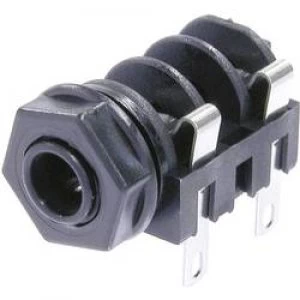 image of 6.35mm audio jack Socket horizontal mount Number of pins 2 Mono Black Neutrik NMJ4HF S