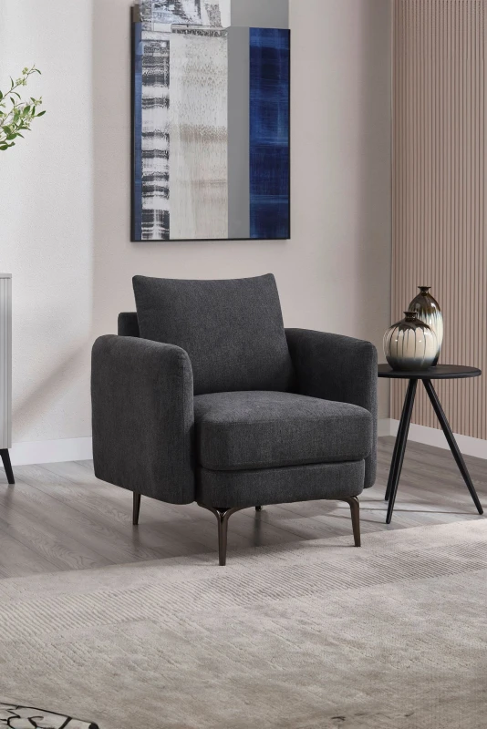 Image of More4Homes Sofia 1 Seater Fabric Sofa Charcoal