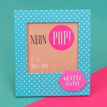 image of 4" x 4" - Neon Pop Photo Frame Blue & Pink - Bestie Selfie