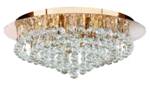 image of Hanna 8 Light Ceiling Semi Flush Light Gold with Crystals, G9