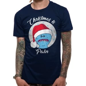 Image of Rick And Morty - Christmas Is Pain Mens Large T-Shirt - Blue