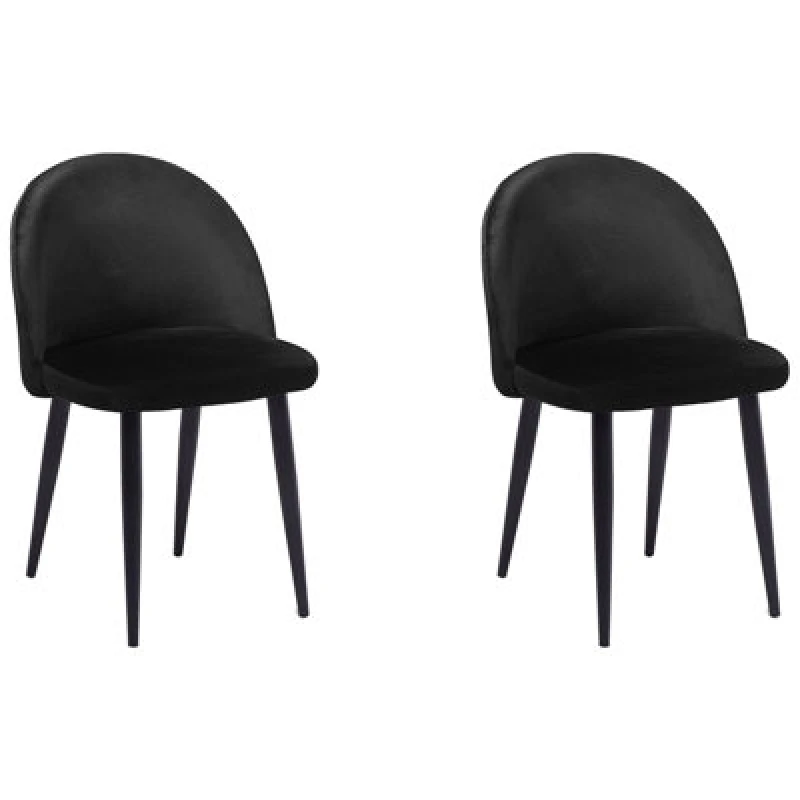 Image of Beliani Set Of 2 Dining Chairs Visalia Velvet Black