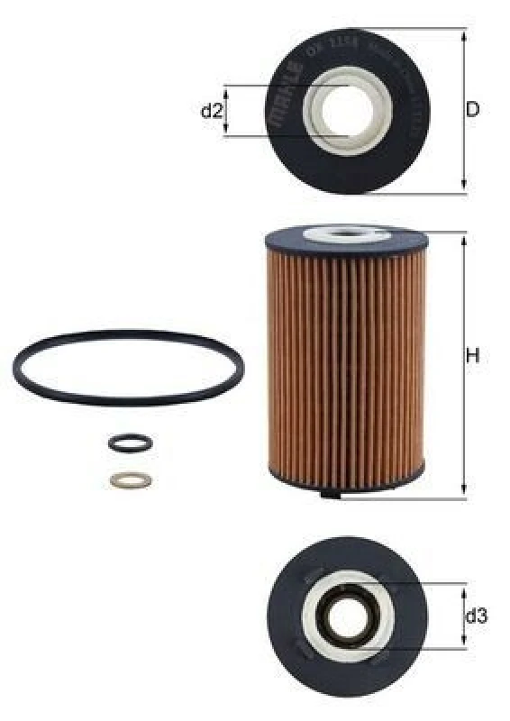 Image of Oil filter MAHLE OX 1158D