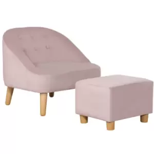 Image of Homcom Toddler Chair 2 Piece Kids Sofa Set With Footstool For 3-5 Years Pink