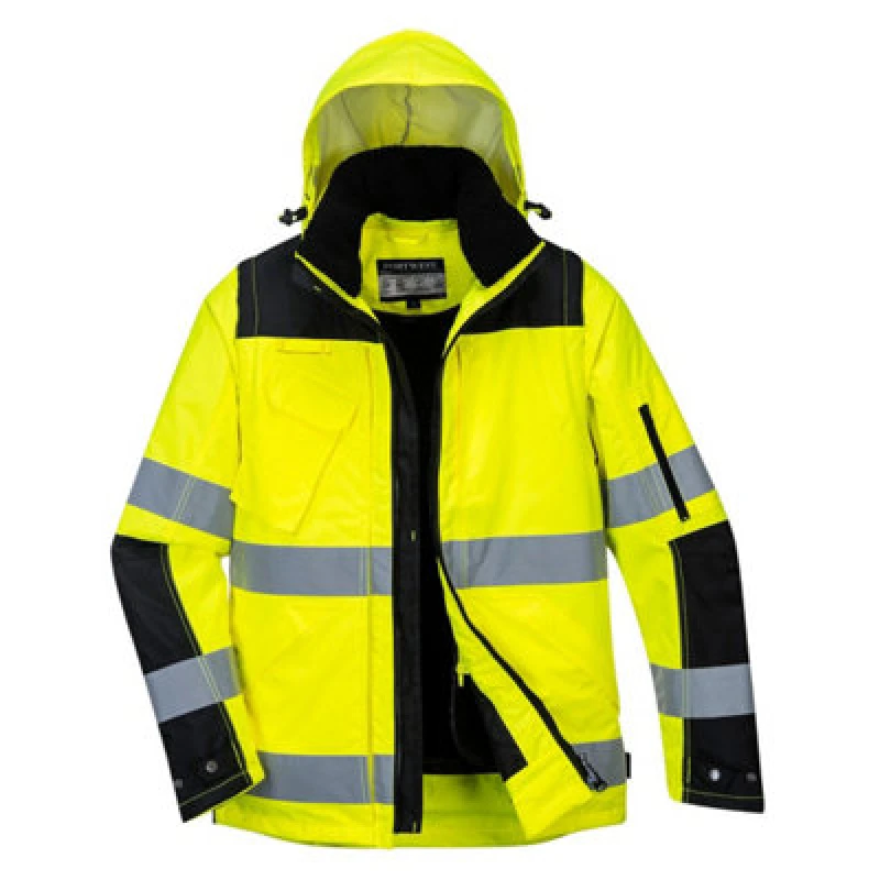 Image of Oxford Weave 300D Hi Vis Winter Pro Jacket C469YBRL Colour: Yellow / Black