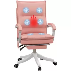 image of Faux Leather Vibration Massage Office Chair with Heat, Footrest, Pink - Pink - Vinsetto