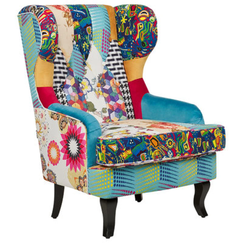 Image of Beliani Wingback Chair Molde Fabric Blue