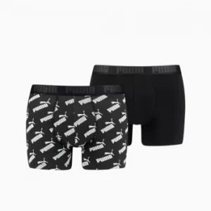 image of PUMA Mens All-Over-Print Logo Boxer 2 Pack, Black, size Small, Clothing