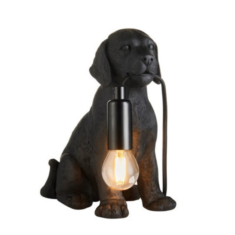 Image of Luminosa Lighting Luminosa Labrador Puppy Table Lamp Matt Black, 1X E14