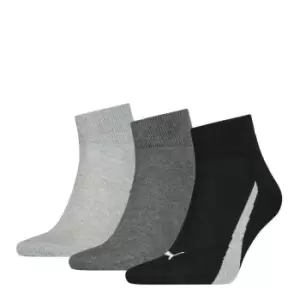 image of Puma 3 Pack Lifestyle Quarter Socks - Black