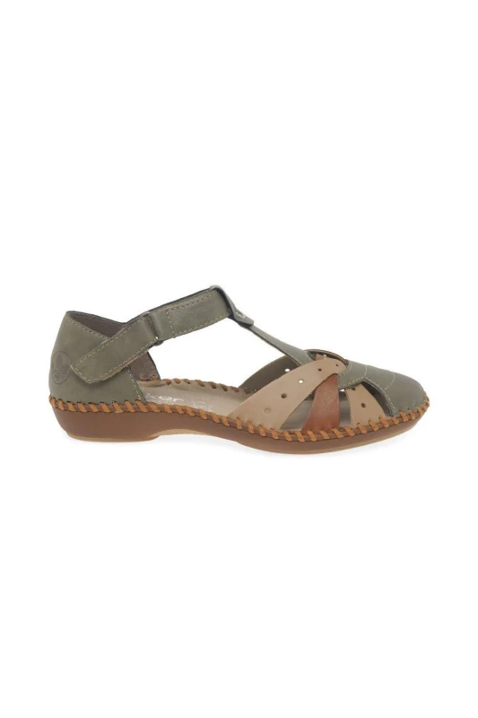 Image of Rieker M1655-54 Womens Mary Jane Shoes Sandals Green Olive Beige - UK 6.5 / EU 40 Green female PS4040OBC40