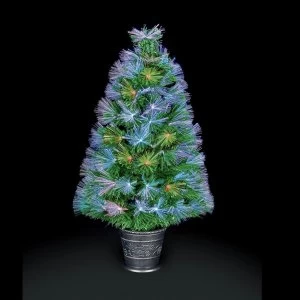Image of Premier Decorations 2.6ft Fibre Optic Burst Tree - Green