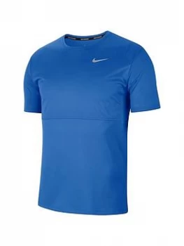 Image of Nike Running Breathe T-Shirt - Blue, Black, Size L, Men