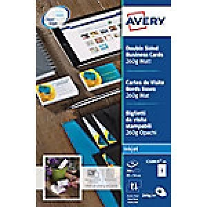 Image of Avery Business Cards C32015-25 A4 260gsm White 25 Sheets of 8 Labels