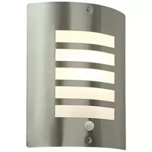 image of Loops - IP44 Outdoor Wall Light pir Motion Sensor Brushed Steel & Diffuser E27 Edison