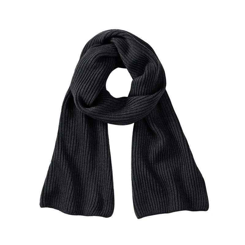 Image of Beechfield Beechfield Men Metro Knitted Scarf in Black One Size Male 5063377402810
