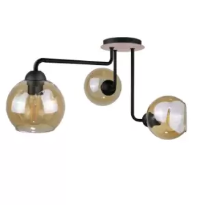 Image of Monde Multi Arm Semi Flush Ceiling Light Wood, 50cm, 3x E27