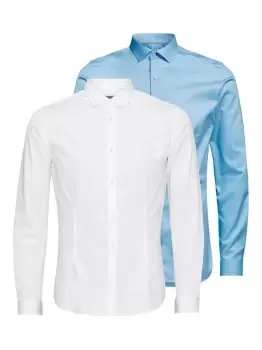 Image of JACK & JONES 2-pack Satin Super Slim Fit Shirt Men Blue