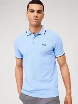 Image of BOSS Paddy Polo Shirt - Bright Blue, Bright Blue, Size 2XL, Men