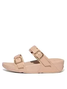 Image of FitFlop Lulu Shimmer Adjustable Slides, Beige, Size 4, Women