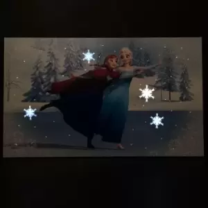 image of 50 x 30cm Official Disney Frozen Anna & Elsa Skating Scene LED Canvas with Timer