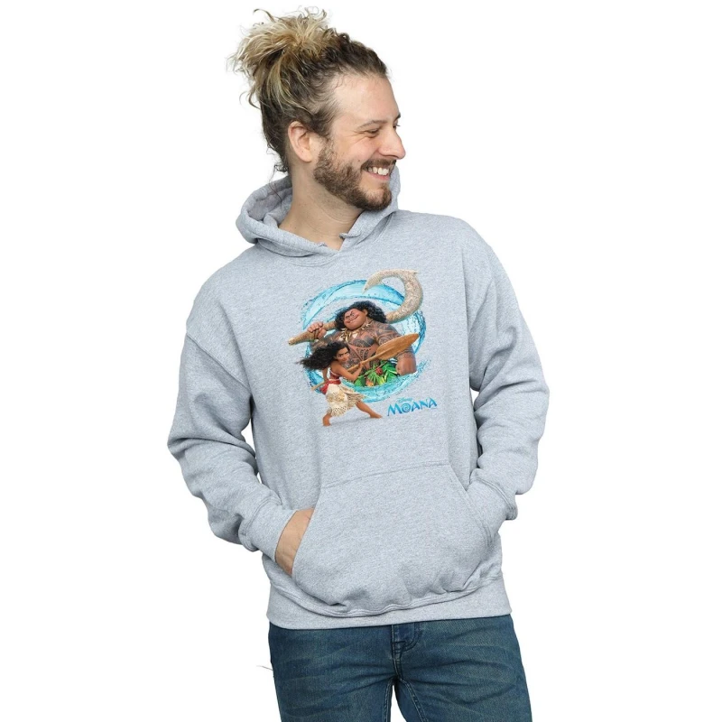 Image of Disney Men Moana And Maui Wave Hoodie in Grey Size: large Grey L Male 5057955990226