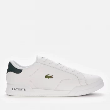 Image of Lacoste Mens Twin Serve 0721 1 Leather Cupsole Trainers - White/Dark Green - UK 10