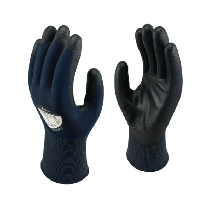 Image of Polyco Polyflex Eco Air PU Coated Gloves Pairs XL Black/Blue (10 Pack) PER - Size 10