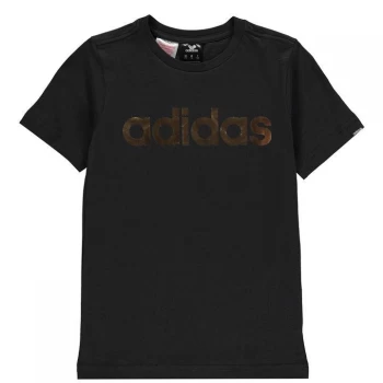 Image of adidas Linear Foil T Shirt Junior Boys - Black/Gold