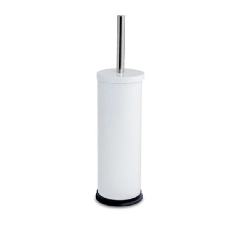 Image of Harbour Housewares Toilet Brush & Holder - White - Round Stainless Steel Non Slip Rust Resistant Toilet Cleaning Brush Set