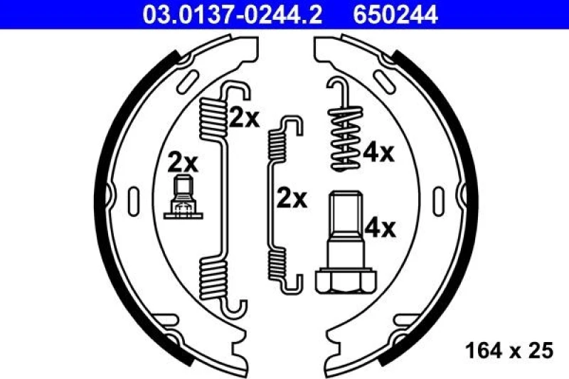 Image of ATE 03.0137-0244.2 Handbrake Shoes with accessories Brake Shoe Set,parking brake (1419)